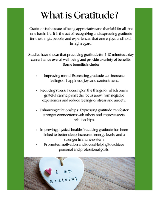 The Year of Gratitude- A 52-week guided gratitude journal designed to promote happiness, abundance, and personal development Digital Download- Green