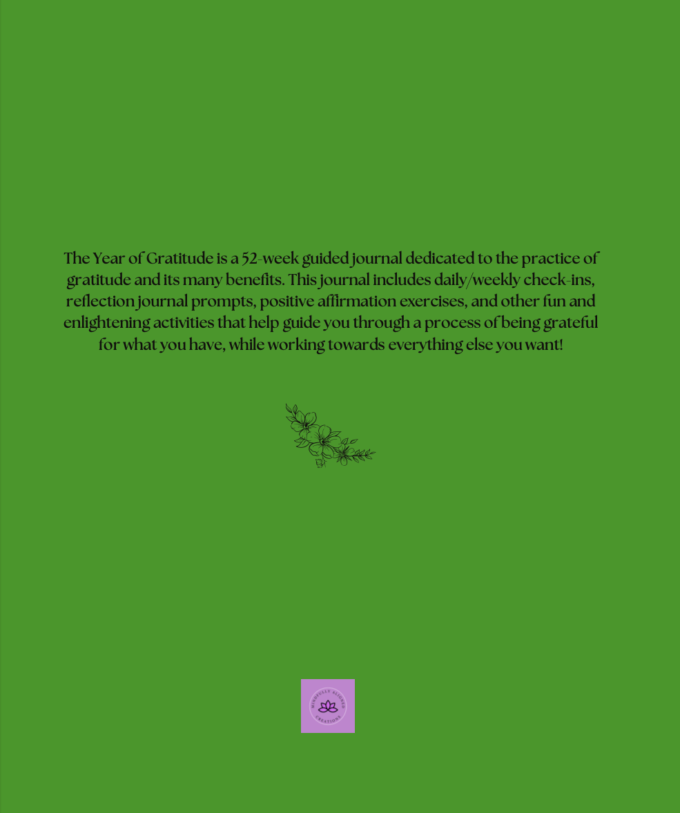 The Year of Gratitude- A 52-week guided gratitude journal designed to promote happiness, abundance, and personal development Digital Download- Green